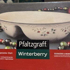 Pfaltzgraff Winterberry Divided Vegetable Dish 2 Compartments Microwave & Dishwa